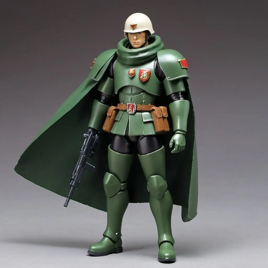 Prompt: Zeon soldier with shoulder cape 