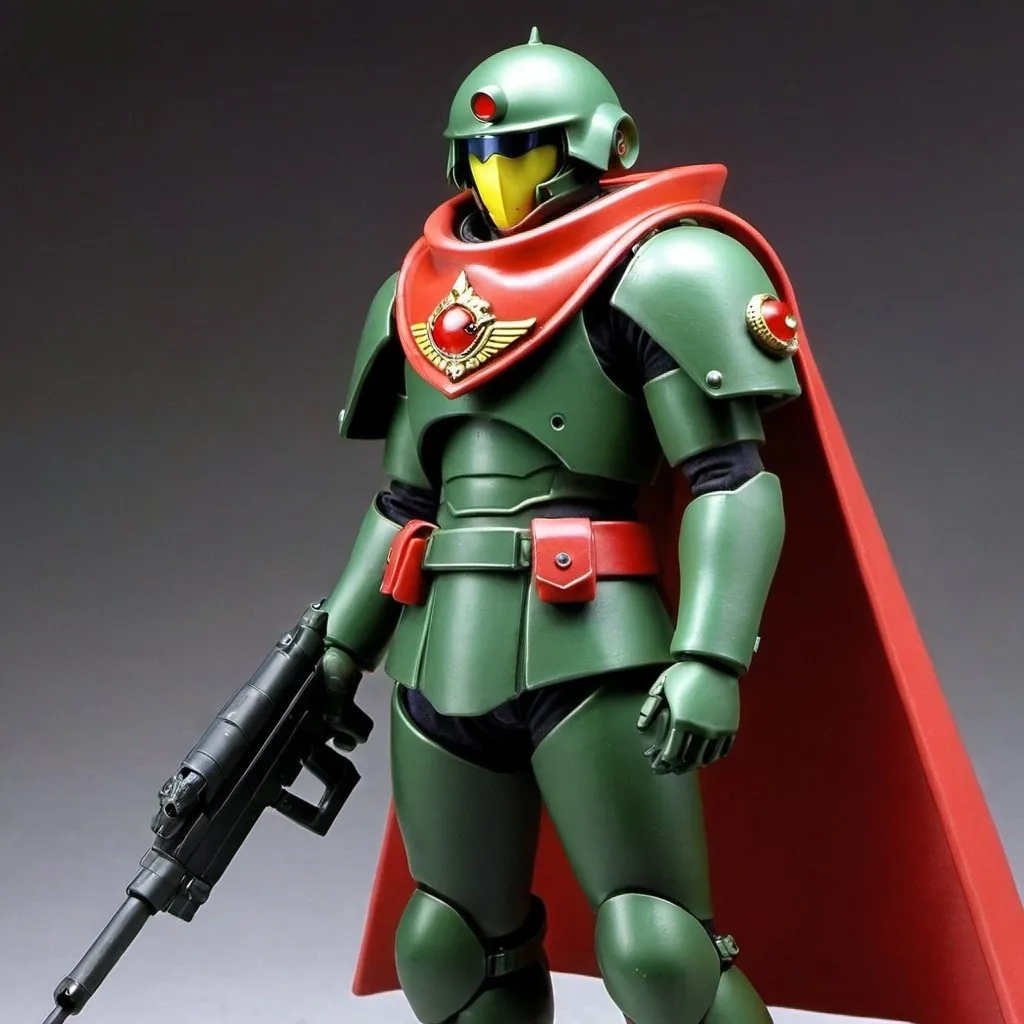 Prompt: Zeon soldier with shoulder cape 