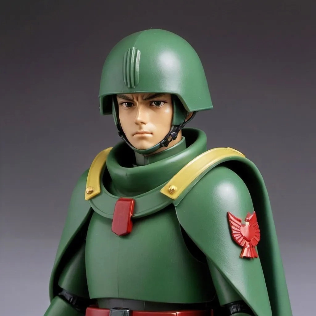 Prompt: Zeon soldier with shoulder cape 