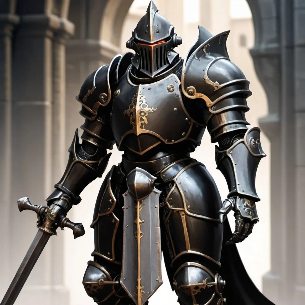 Prompt: Warforged black knight 