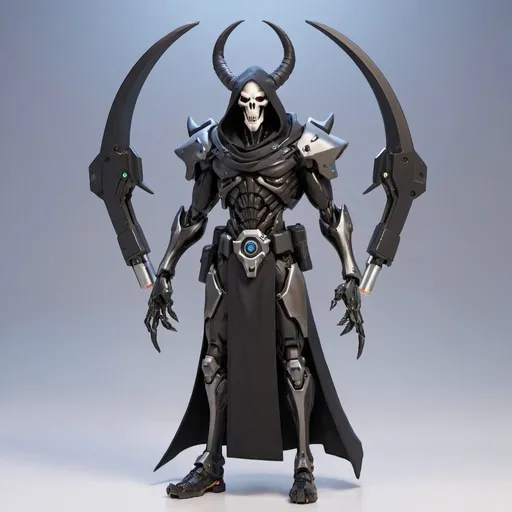 Prompt: Overwatch Sci-fi reaper with horns