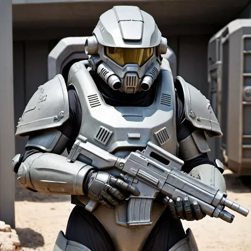 Prompt: Starship trooper soldier in power armor 