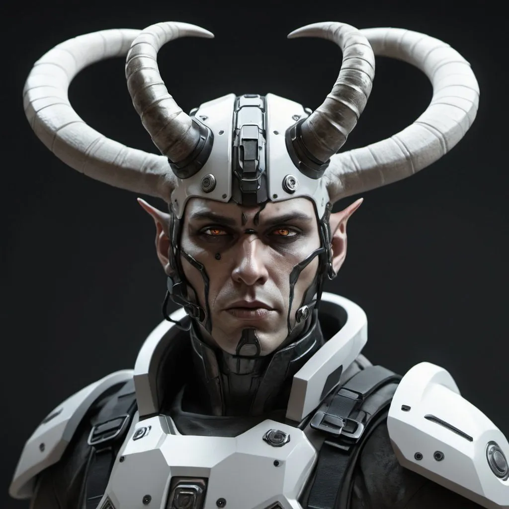 Prompt: Sci-fi soldier with horns