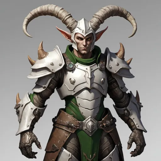 Prompt: Male horned elf in power armor 