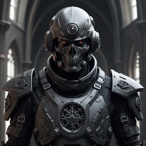Prompt: Sci-fi soldier with gothic design 