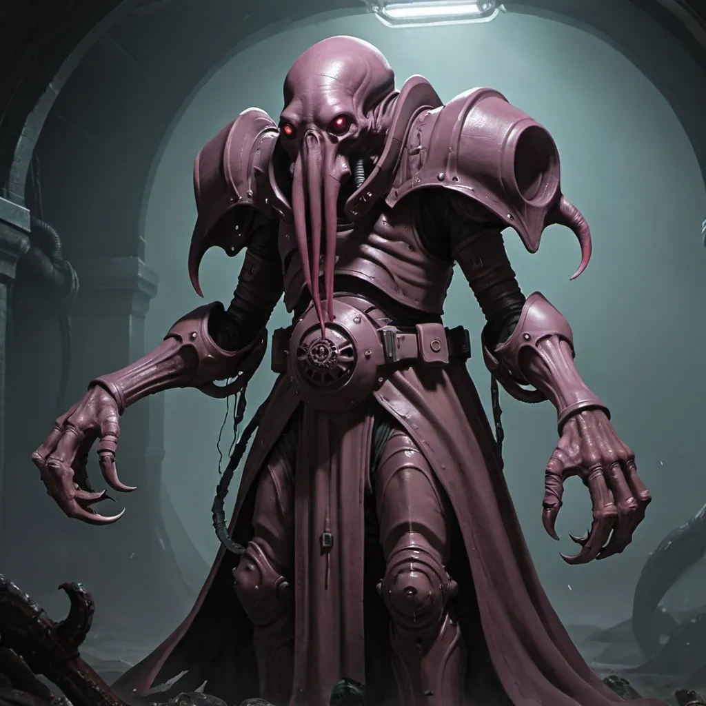 Prompt: Mindflayer in power armor 