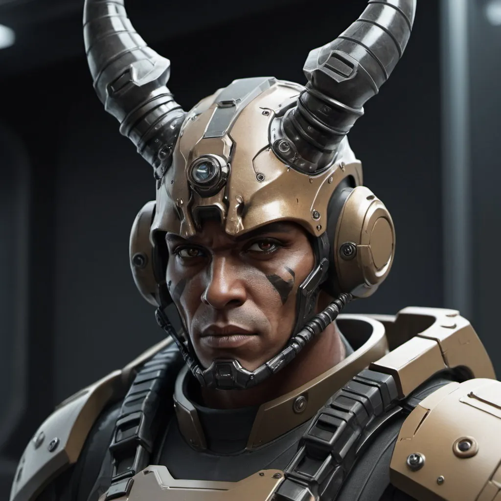 Prompt: Sci-fi soldier with horns