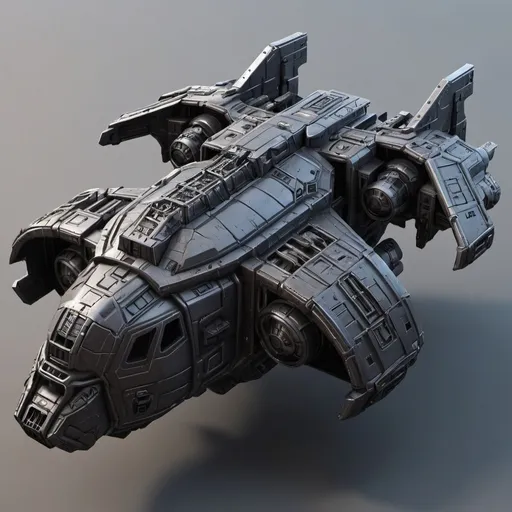 Prompt: Sci-fi dropship with gothic design 