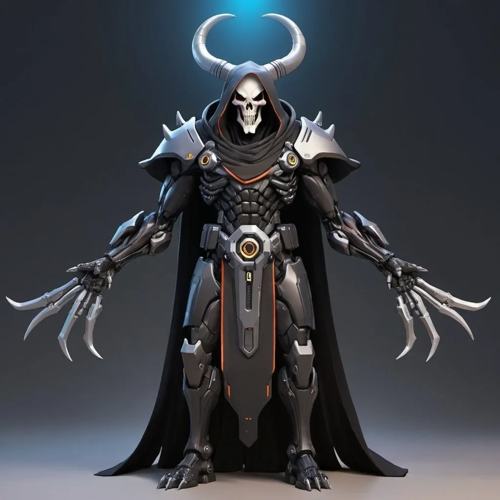 Prompt: Overwatch Sci-fi reaper with horns