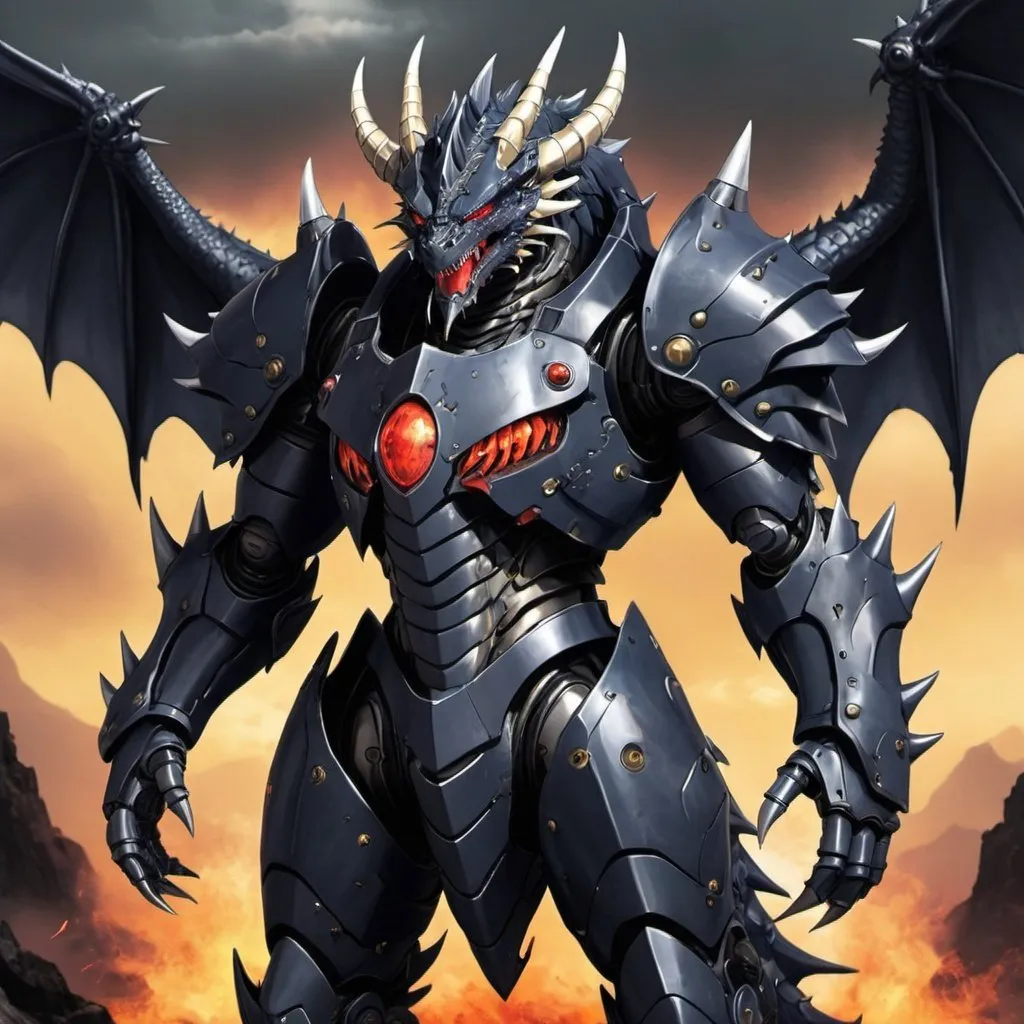 Anime dark god dragon in power armor