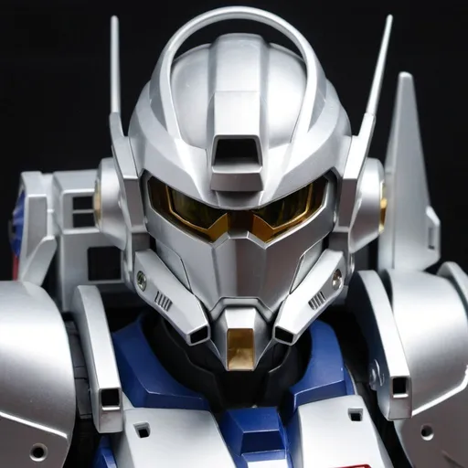 Prompt: Silver Gundam pilot with Knight helmet 