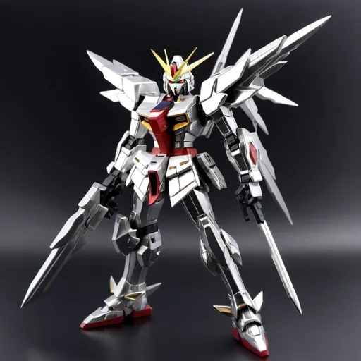 Prompt: Dagger Gundam in silver 