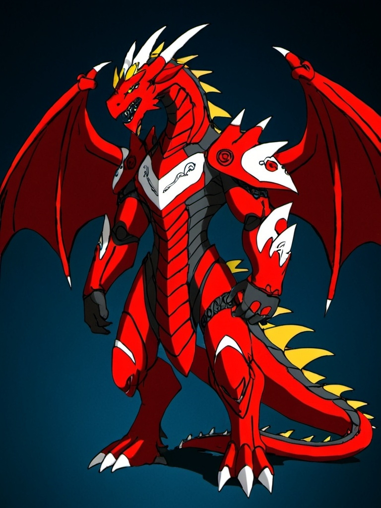 Prompt: Sci-fi anime dragon in power armor with gothic design 