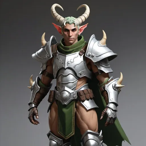 Prompt: Male horned elf in power armor