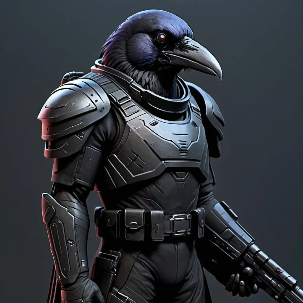 Prompt: Sci-fi raven soldier 