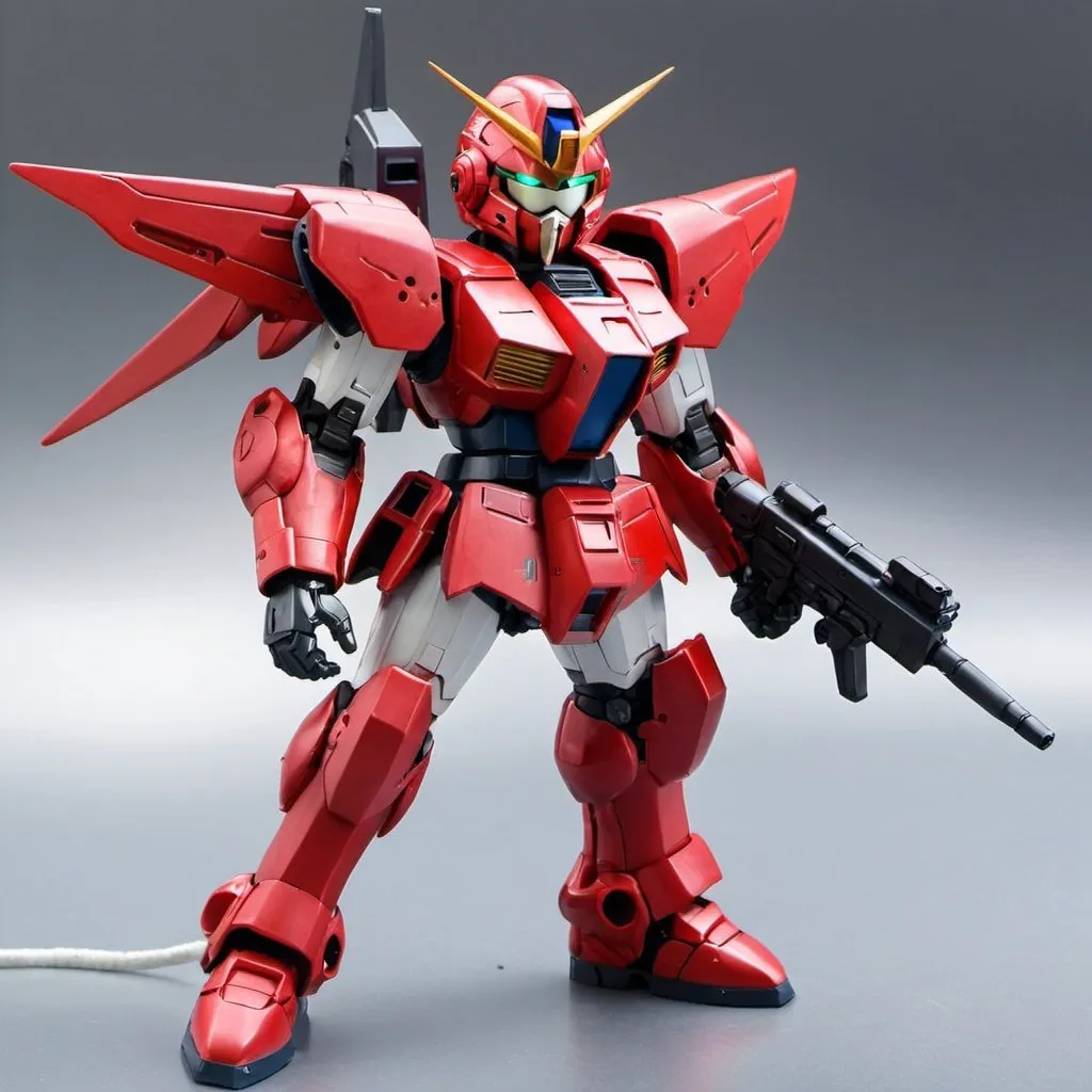 Prompt: Red Gundam pilot with Knight helmet 