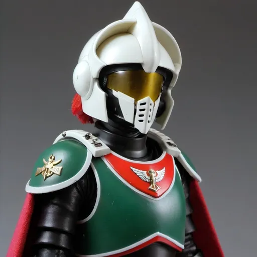 Prompt: Zeon pilot with shoulder cape and Knight helmet