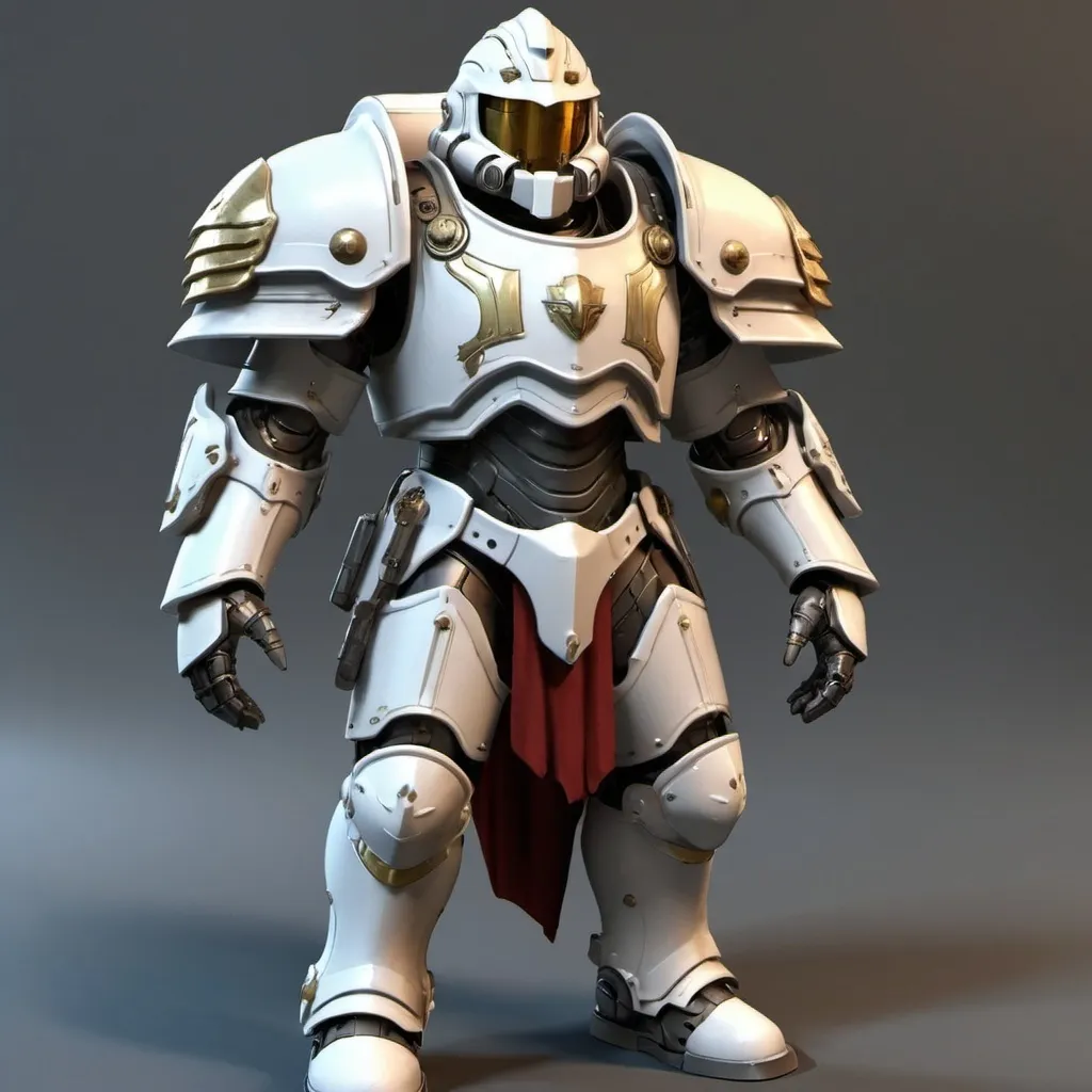 Prompt: Sci-fi paladin with shoulder cape and power armor 