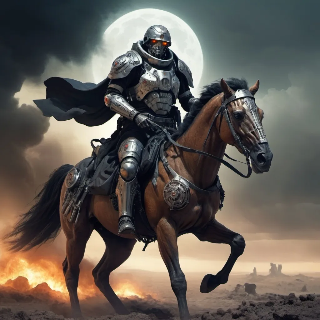 Prompt: Sci-fi Horseman Of the Apocalypse War