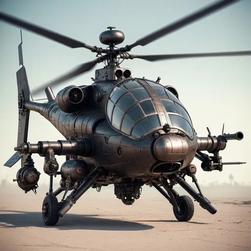 Prompt: Dieselpunk attack helicopter 