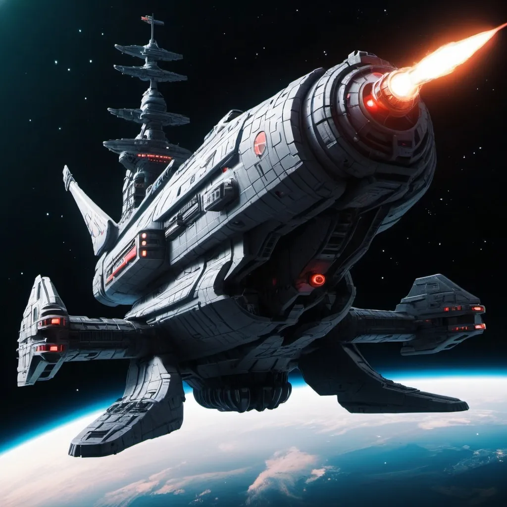 Prompt: Sci-fi space battleship 