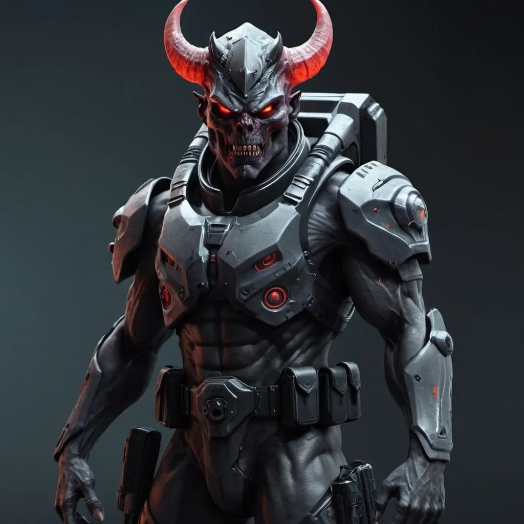 Prompt: Demon Sci-fi soldier