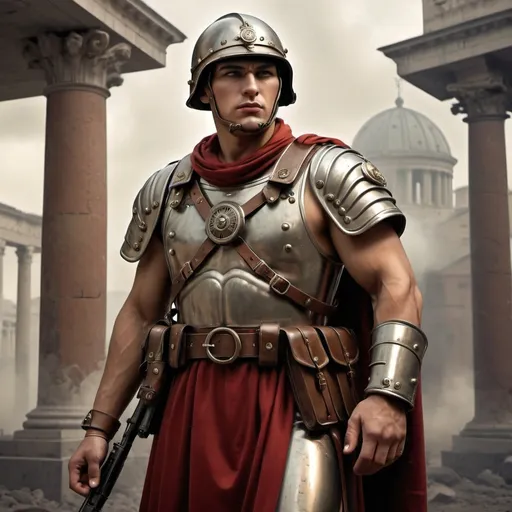 Prompt: Dieselpunk roman soldier 