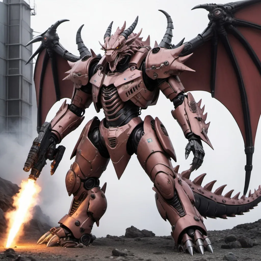 Prompt: Anime nightmare dragon in sci-fi power armor