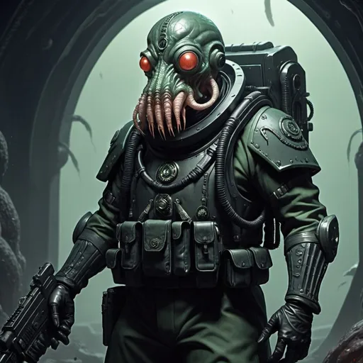 Prompt: Lovecraftian sci-fi soldier 