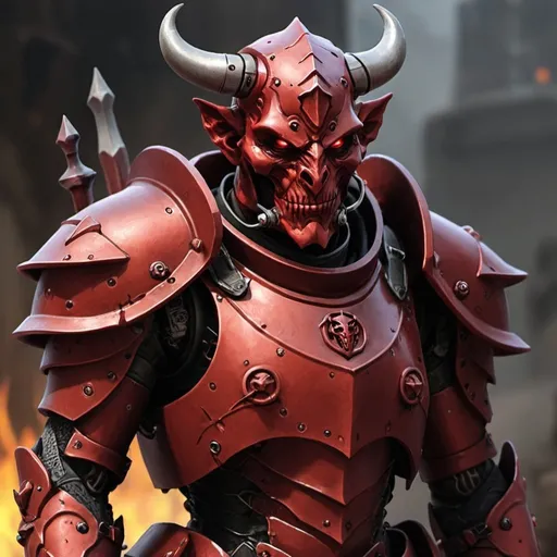 Prompt: Devil warforged soldier 