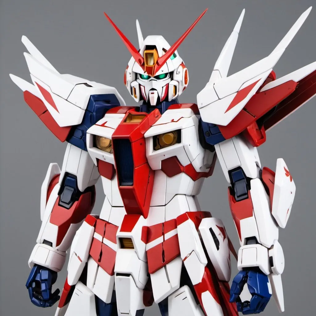 Prompt: White and red wing gundam  