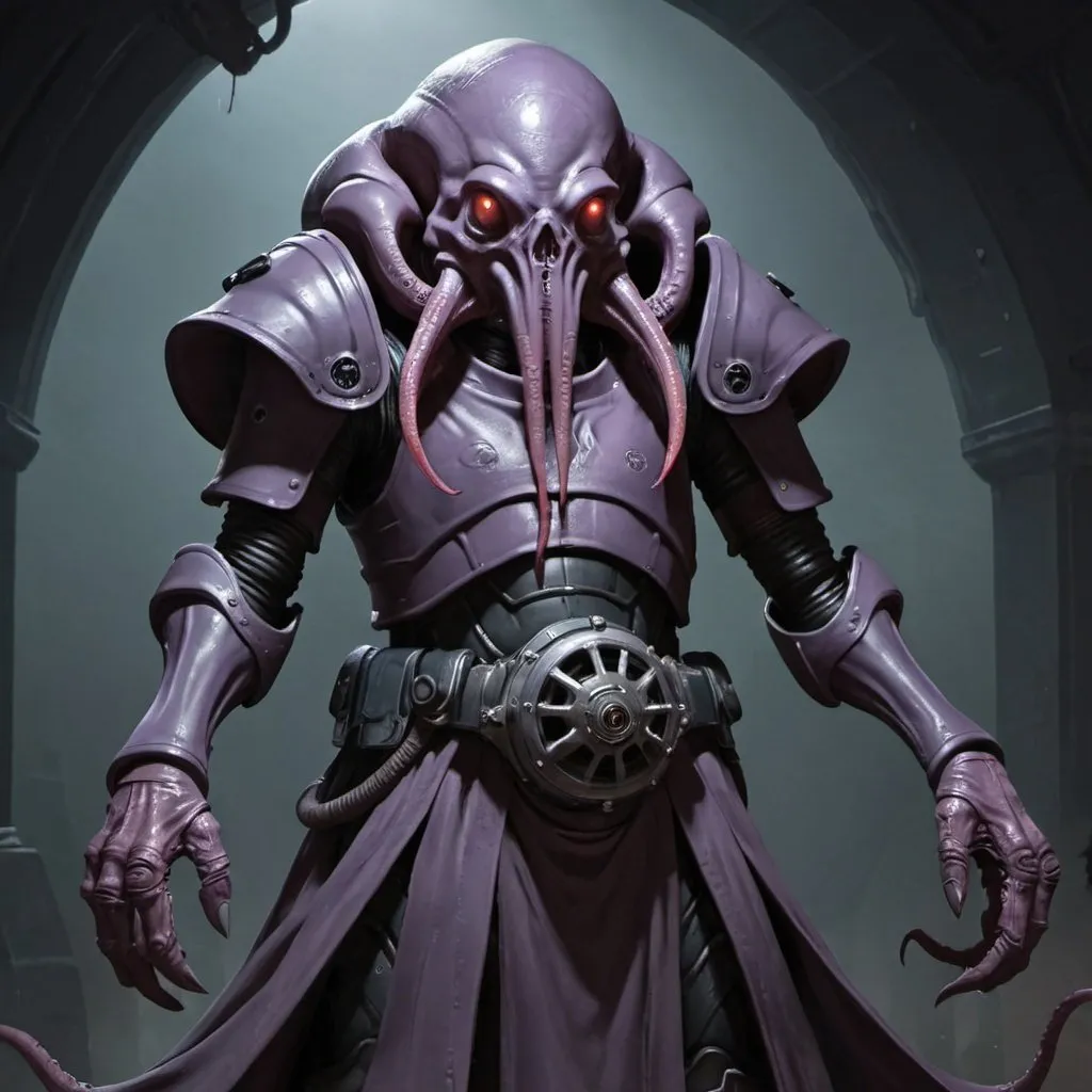 Prompt: Mindflayer in power armor 