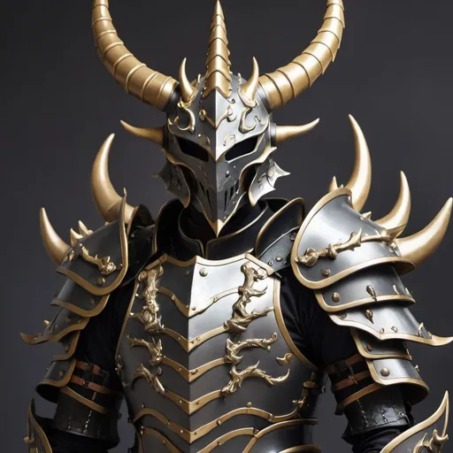 Prompt: Anime dragon armor with horned helmet 