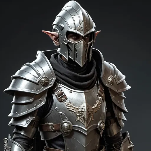 Prompt: Sci-fi male elf soldier that has norse and gothic design armor with a shoulder cape in Warhammer 40k power armor with knight helmet that has facemask 