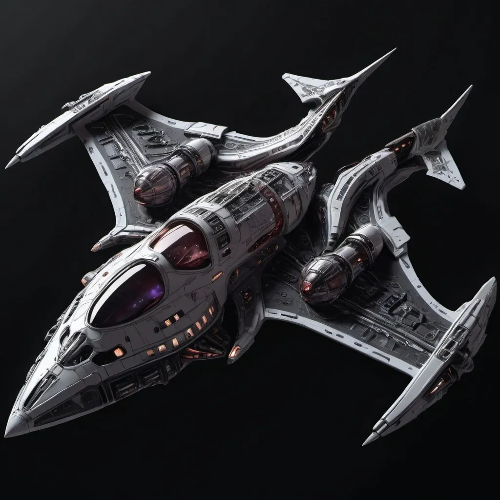 Prompt: Sci-fi Space ship fighter with gothic design 