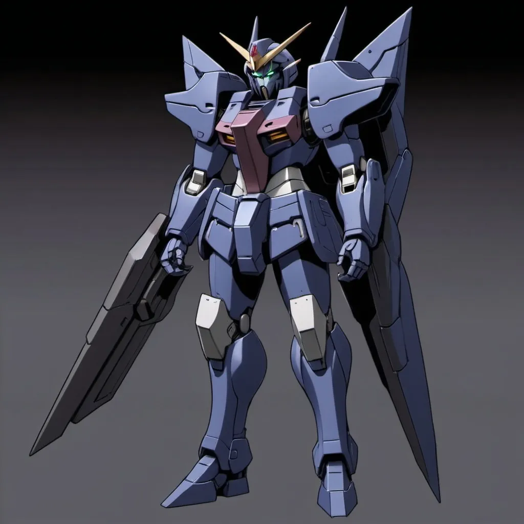 Prompt: Gundam Alus with sleek armor and roman design with a hint of elven style in raven color 