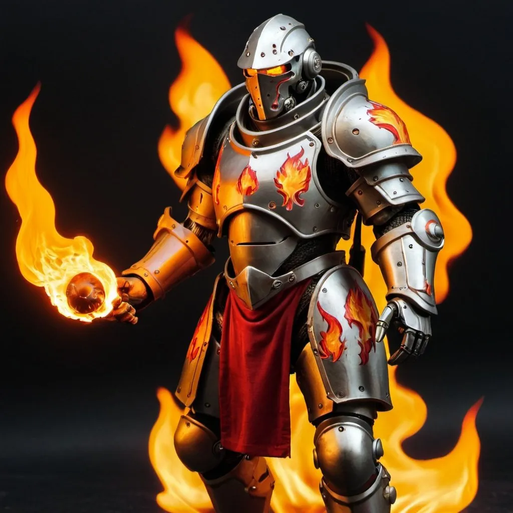 Prompt: warforged soldier with flames 