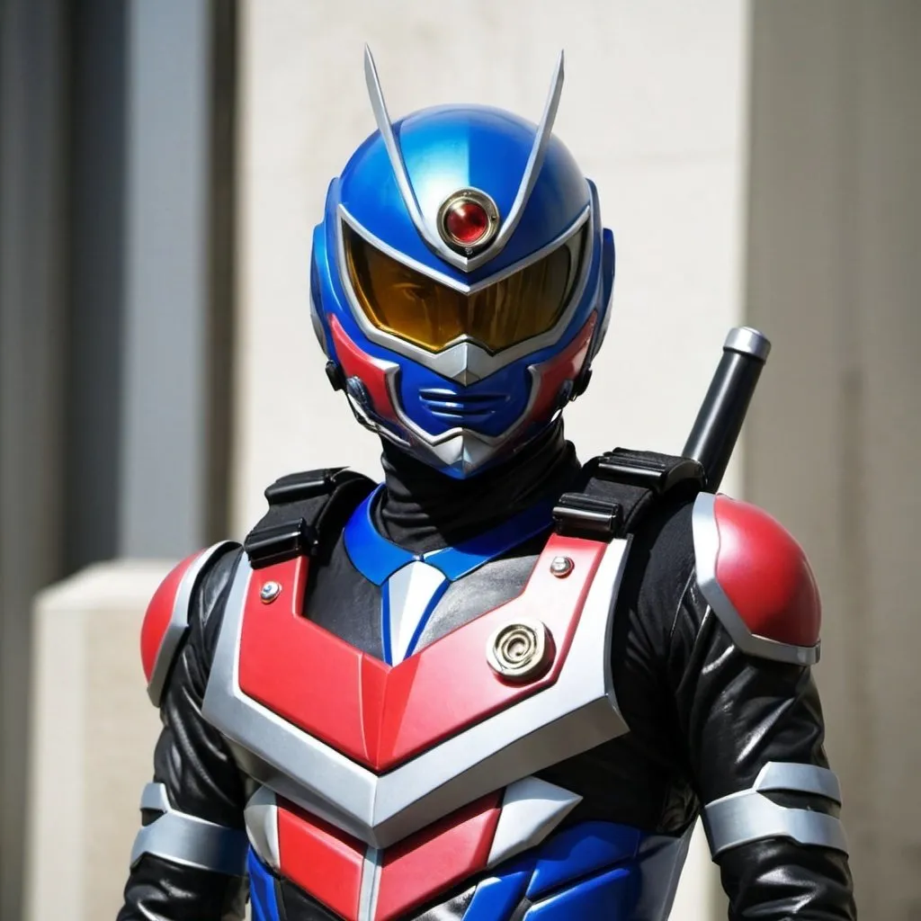 Prompt: Kamen rider soldier in black 