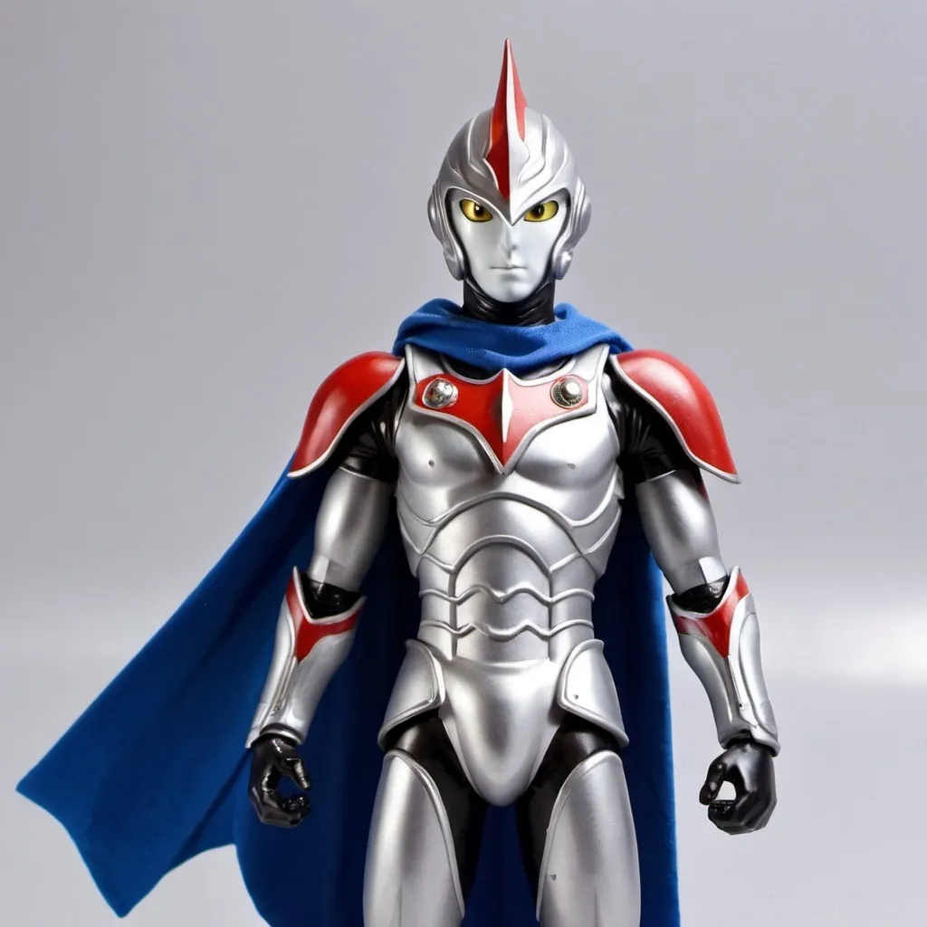 Prompt: Ultraman Knight with shoulder cape