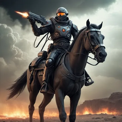 Prompt: Sci-fi Horseman Of the Apocalypse War