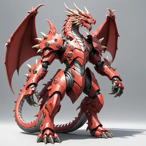 Prompt: Anime dragon with four arms with power armor 