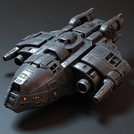 Prompt: Sci-fi dropship with gothic design 