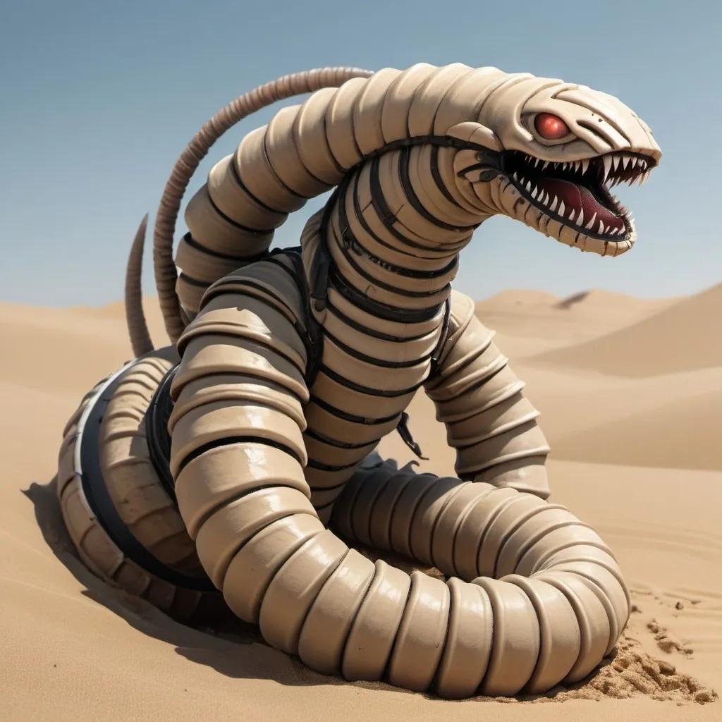 Prompt: Sci-fi Sand worm with armor 