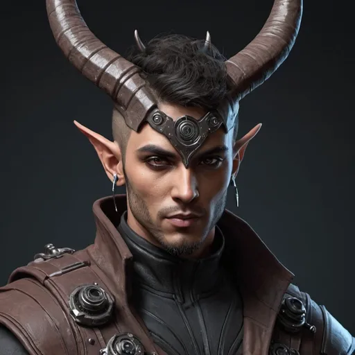 Prompt: Male Sci-fi assassin with horns