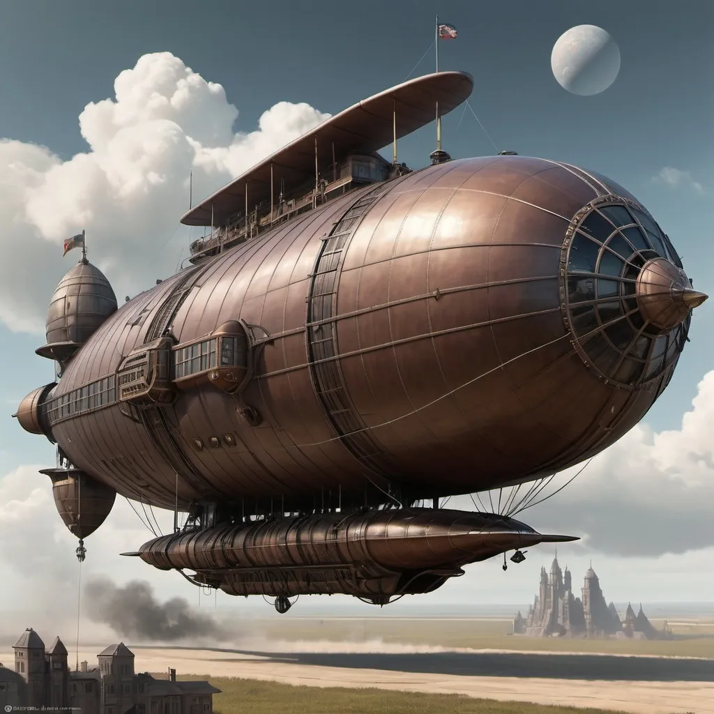 Prompt: Dieselpunk monolith airship 