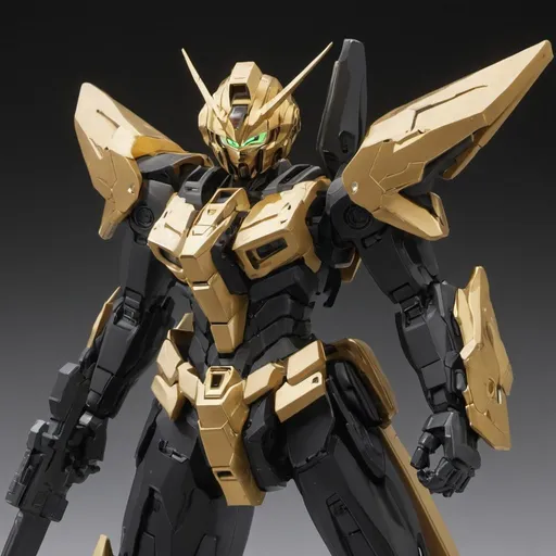 Prompt: Gundam exia black and gold