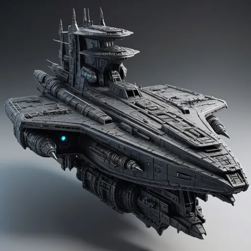 Prompt: Sci-fi battleship space ship with monolith design in Gothic detail 