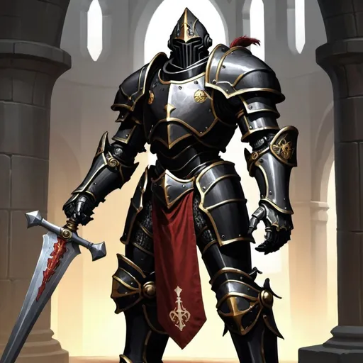 Prompt: Warforged black knight 