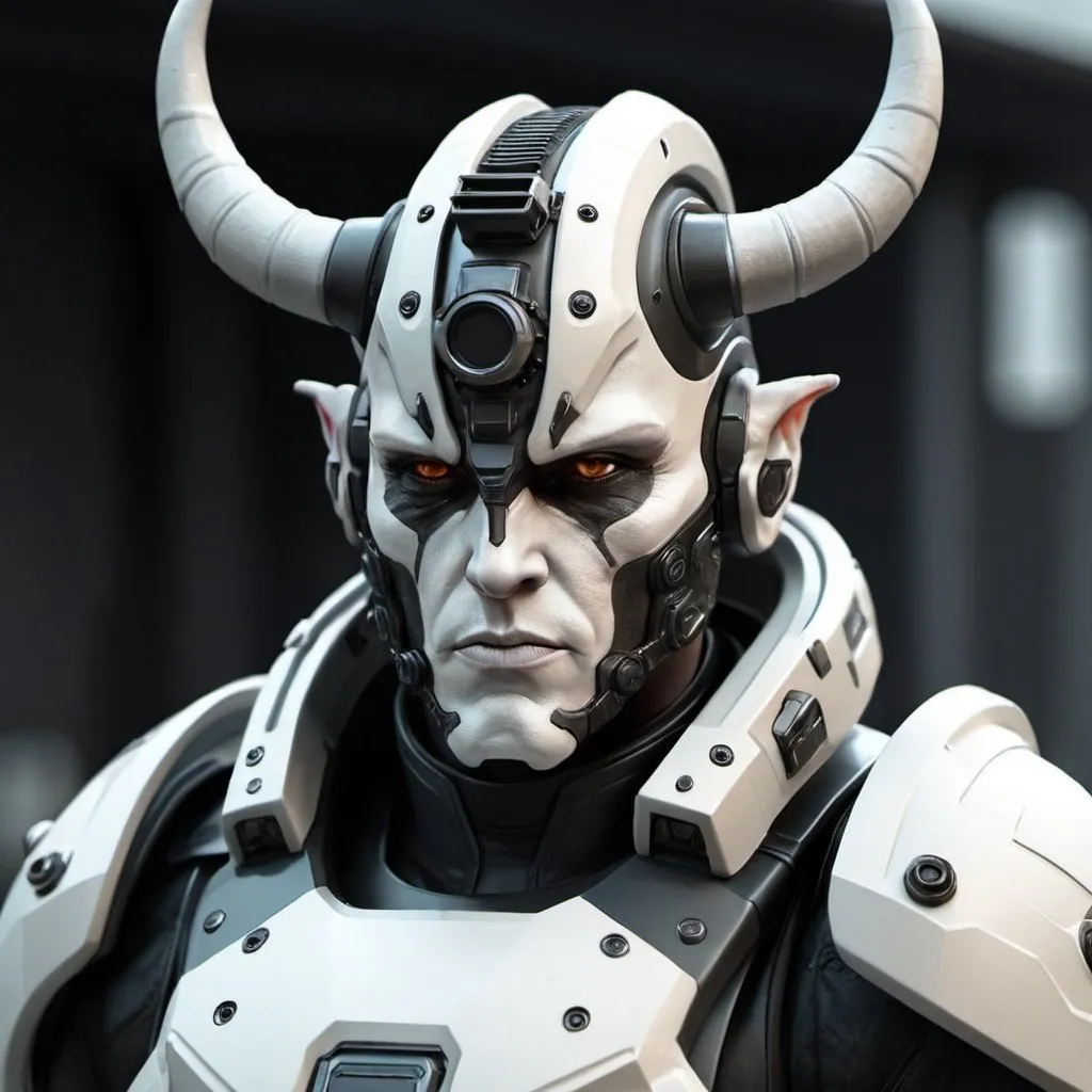 Prompt: Sci-fi soldier with horns