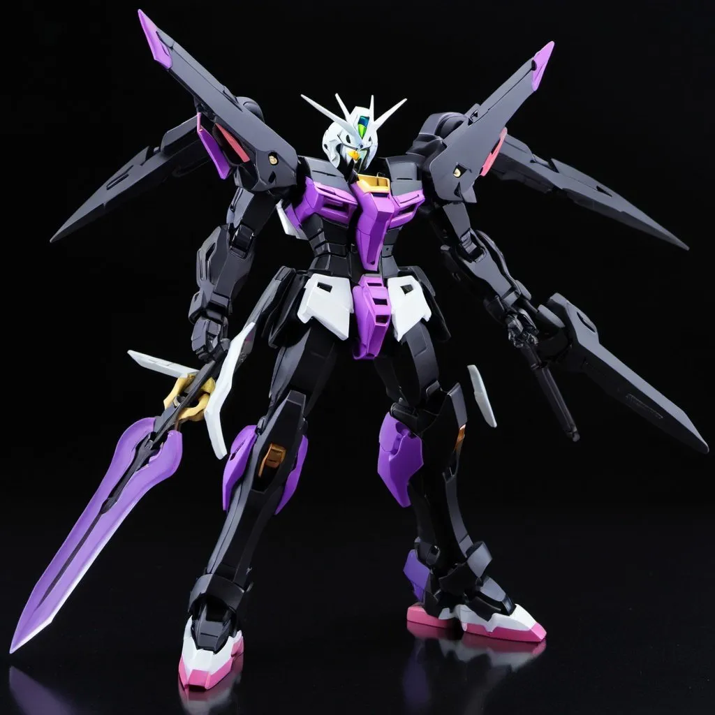 Prompt: Zero gundam exia death scythe hell in black 